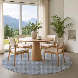 Luxury Washable Indoor/Outdoor The Reserve Denim 8\' x 8\' Round Rug