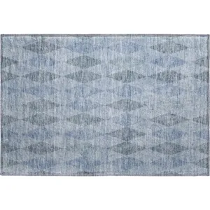 Luxury Washable Indoor/Outdoor The Reserve Denim 1\'8\" x 2\'6\" Rug
