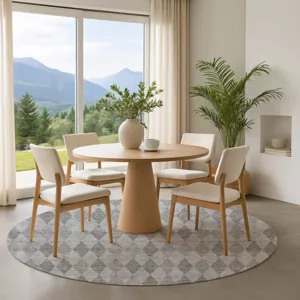 Luxury Washable Indoor/Outdoor The Reserve Gray 8\' x 8\' Round Rug