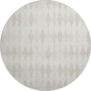 Luxury Washable Indoor/Outdoor The Reserve Ivory 8\' x 8\' Round Rug