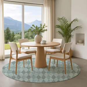 Luxury Washable Indoor/Outdoor The Reserve Teal 8\' x 8\' Round Rug