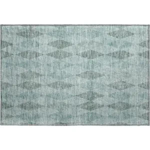 Luxury Washable Indoor/Outdoor The Reserve Teal 1\'8\" x 2\'6\" Rug