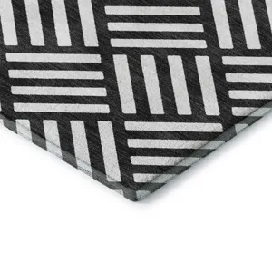 Luxury Washable Indoor/Outdoor The Reserve Black 1\'8\" x 2\'6\" Rug