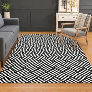 Luxury Washable Indoor/Outdoor The Reserve Black 5\' x 7\'6\" Rug