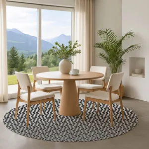 Luxury Washable Indoor/Outdoor The Reserve Black 8\' x 8\' Round Rug
