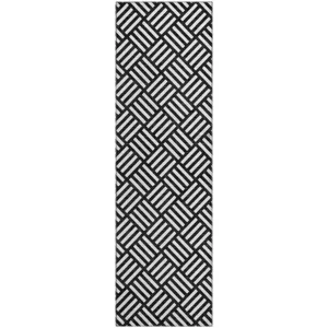 Luxury Washable Indoor/Outdoor The Reserve Black 2\'3\" x 7\'6\" Runner Rug