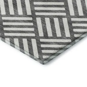Luxury Washable Indoor/Outdoor The Reserve Charcoal 5\' x 7\'6\" Rug