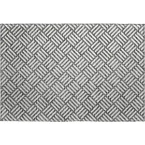 Luxury Washable Indoor/Outdoor The Reserve Charcoal 1\'8\" x 2\'6\" Rug