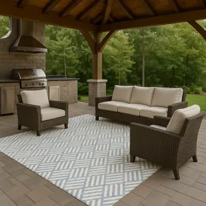 Luxury Washable Indoor/Outdoor The Reserve Denim 2\'6\" x 3\'10\" Rug