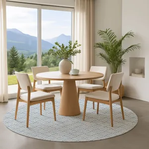 Luxury Washable Indoor/Outdoor The Reserve Denim 8\' x 8\' Round Rug