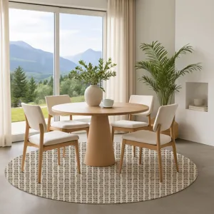 Luxury Washable Indoor/Outdoor The Reserve Brown 8\' x 8\' Round Rug