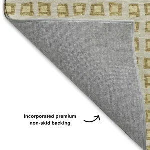 Luxury Washable Indoor/Outdoor The Reserve Gold 2\'3\" x 7\'6\" Runner Rug