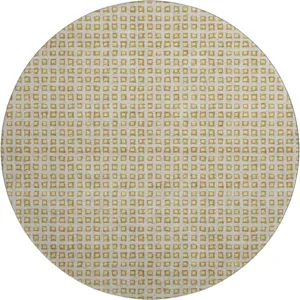 Luxury Washable Indoor/Outdoor The Reserve Gold 8\' x 8\' Round Rug