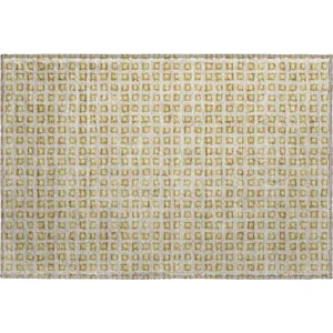 Luxury Washable Indoor/Outdoor The Reserve Gold 1\'8\" x 2\'6\" Rug