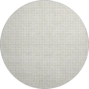 Luxury Washable Indoor/Outdoor The Reserve Ivory 8\' x 8\' Round Rug