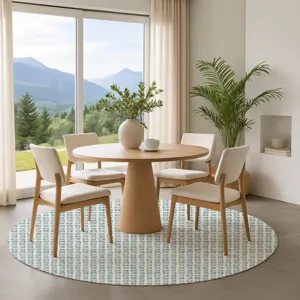 Luxury Washable Indoor/Outdoor The Reserve Teal 8\' x 8\' Round Rug