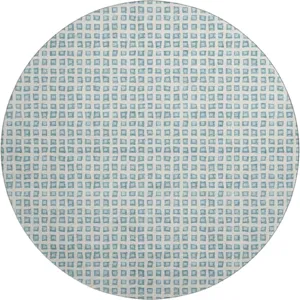 Luxury Washable Indoor/Outdoor The Reserve Teal 8\' x 8\' Round Rug