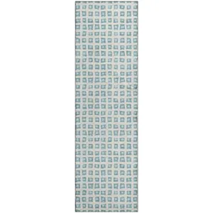 Luxury Washable Indoor/Outdoor The Reserve Teal 2\'3\" x 7\'6\" Runner Rug