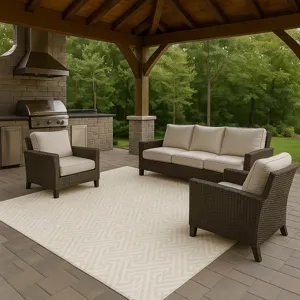 Luxury Washable Indoor/Outdoor The Reserve Beige 9\' x 12\' Rug