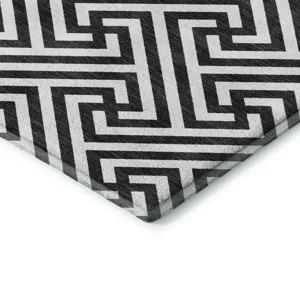 Luxury Washable Indoor/Outdoor The Reserve Black 8\' x 10\' Rug