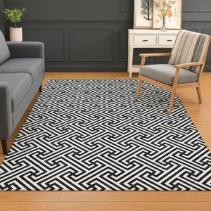 Luxury Washable Indoor/Outdoor The Reserve Black 8\' x 10\' Rug