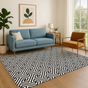 Luxury Washable Indoor/Outdoor The Reserve Black 8\' x 10\' Rug