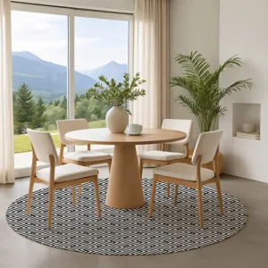 Luxury Washable Indoor/Outdoor The Reserve Black 8\' x 8\' Round Rug