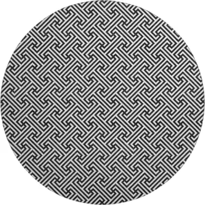 Luxury Washable Indoor/Outdoor The Reserve Black 8\' x 8\' Round Rug