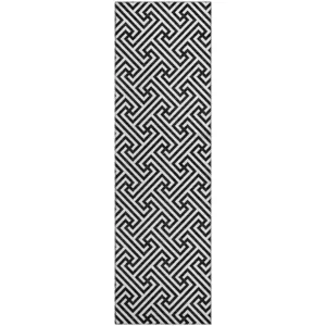 Luxury Washable Indoor/Outdoor The Reserve Black 2\'3\" x 7\'6\" Runner Rug