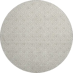 Luxury Washable Indoor/Outdoor The Reserve Flax 8\' x 8\' Round Rug