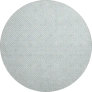 Luxury Washable Indoor/Outdoor The Reserve Sky 8\' x 8\' Round Rug