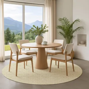 Luxury Washable Indoor/Outdoor The Reserve Wheat 8\' x 8\' Round Rug