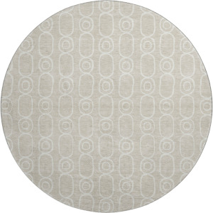 Luxury Washable Indoor/Outdoor The Reserve Beige 8' x 8' Round Rug