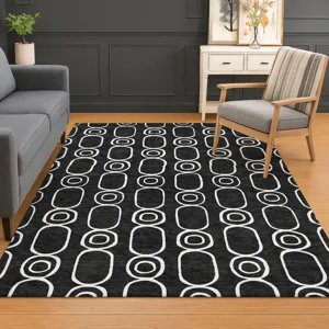 Luxury Washable Indoor/Outdoor The Reserve Black 10\' x 14\' Rug
