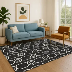 Luxury Washable Indoor/Outdoor The Reserve Black 10\' x 14\' Rug