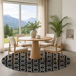 Luxury Washable Indoor/Outdoor The Reserve Black 8\' x 8\' Round Rug