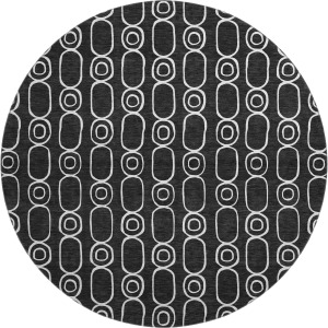 Luxury Washable Indoor/Outdoor The Reserve Black 8' x 8' Round Rug