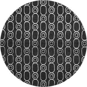 Luxury Washable Indoor/Outdoor The Reserve Black 8\' x 8\' Round Rug