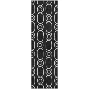 Luxury Washable Indoor/Outdoor The Reserve Black 2\'3\" x 7\'6\" Runner Rug