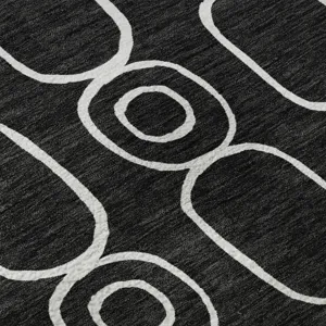 Luxury Washable Indoor/Outdoor The Reserve Black 1\'8\" x 2\'6\" Rug
