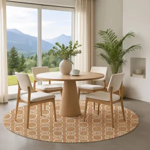 Luxury Washable Indoor/Outdoor The Reserve Copper 8\' x 8\' Round Rug