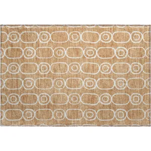 Luxury Washable Indoor/Outdoor The Reserve Copper 1\'8\" x 2\'6\" Rug