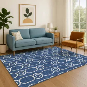 Luxury Washable Indoor/Outdoor The Reserve Navy 9\' x 12\' Rug