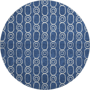Luxury Washable Indoor/Outdoor The Reserve Navy 8' x 8' Round Rug