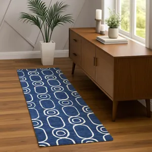 Luxury Washable Indoor/Outdoor The Reserve Navy 2\'3\" x 7\'6\" Runner Rug