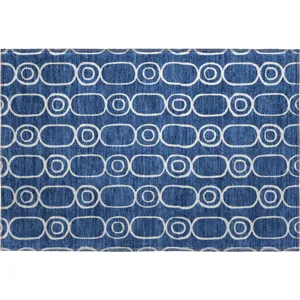 Luxury Washable Indoor/Outdoor The Reserve Navy 1\'8\" x 2\'6\" Rug