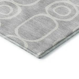 Luxury Washable Indoor/Outdoor The Reserve Silver 1\'8\" x 2\'6\" Rug