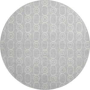 Luxury Washable Indoor/Outdoor The Reserve Silver 8' x 8' Round Rug