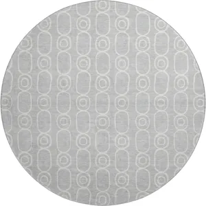 Luxury Washable Indoor/Outdoor The Reserve Silver 8\' x 8\' Round Rug