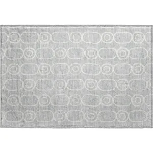 Luxury Washable Indoor/Outdoor The Reserve Silver 1\'8\" x 2\'6\" Rug
